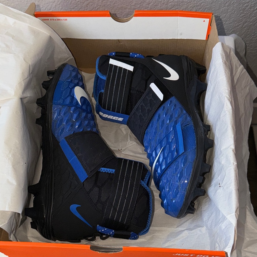 Nike Royal Blue and Black High-Top Football Cleats